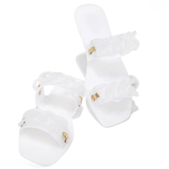 !! NEW !! Jelly Slide Sandals with Chain Detail in Matte White - Picture 2 of 11